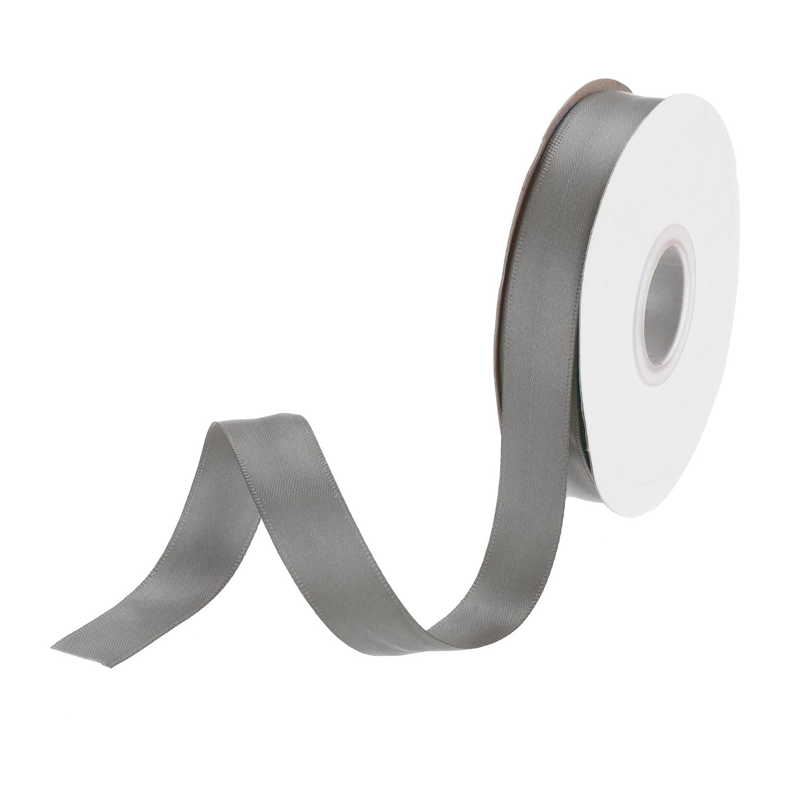 DMiotech 15mm Satin Ribbon 23m/75ft Thin Double Face Fabric Grosgrain Ribbon for Gift Wrapping Floral Hair Flower Bouquet, Dark Grey