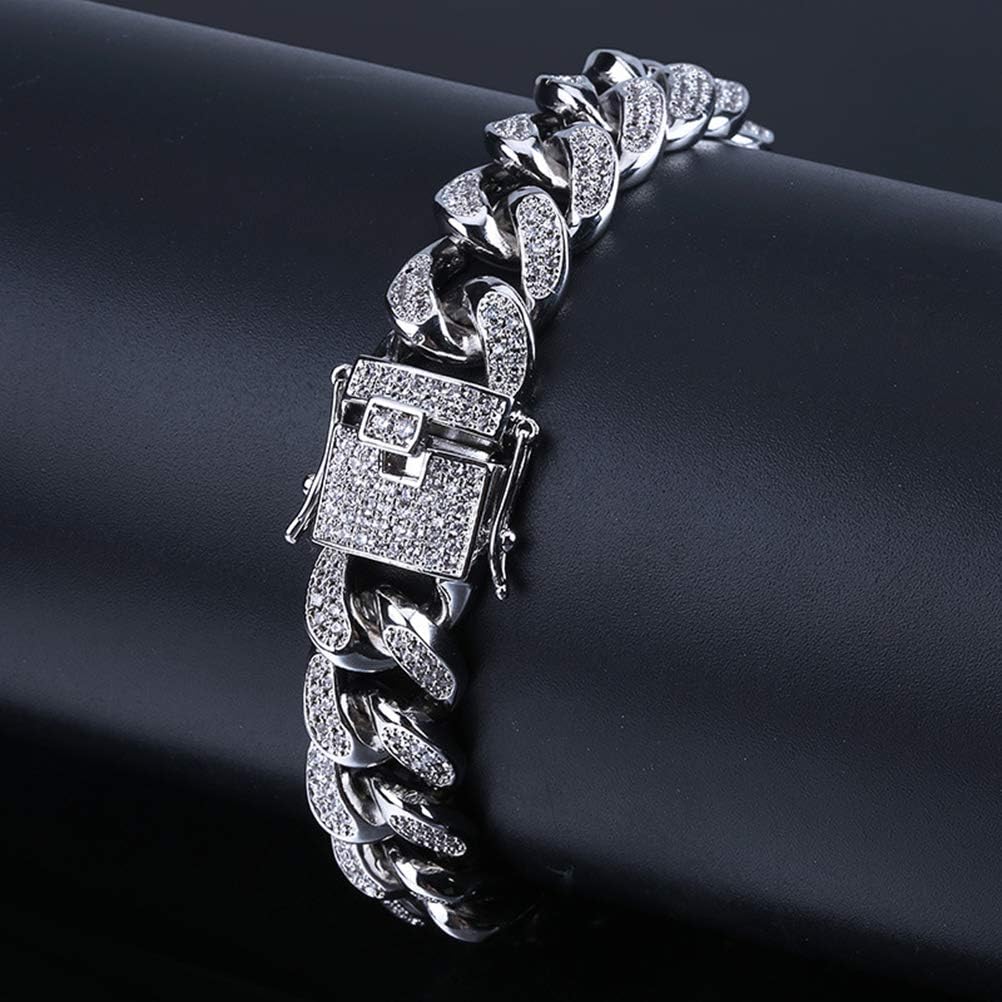 Einsgut Hip Hop Bracelet Seed Gold Plated Hip Hop Iced Out Diamond Miami Cuban Link Chain Bracelet for Men and Women - Image 5