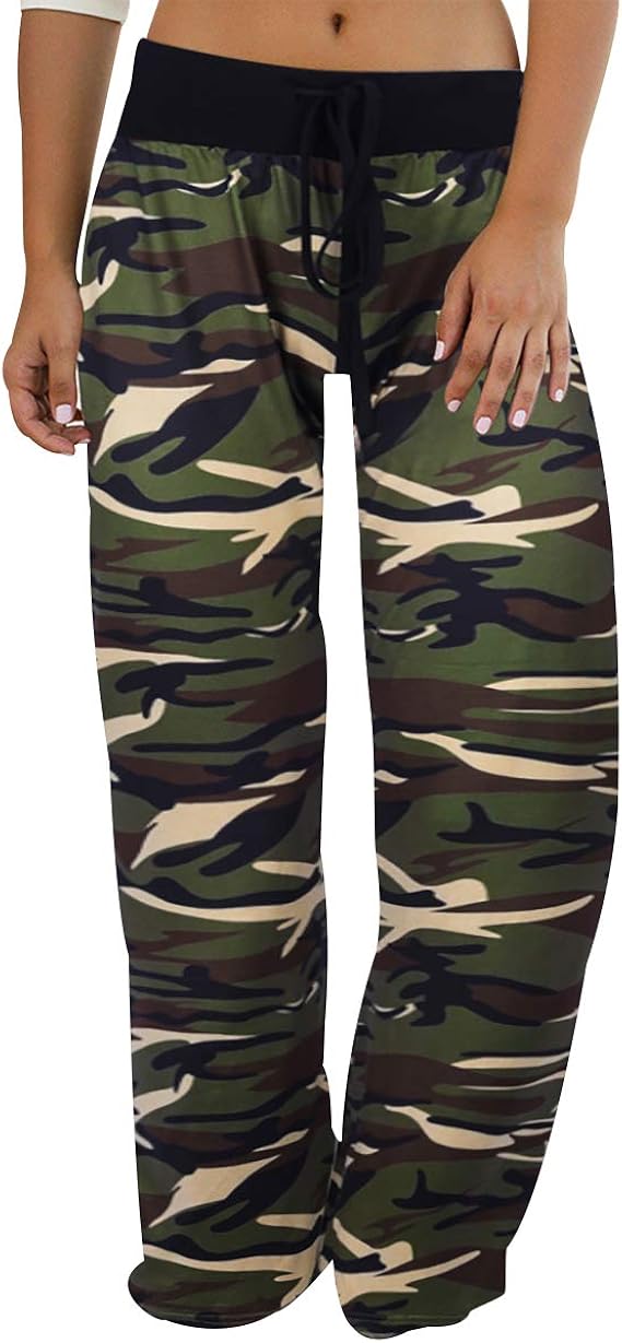Camo Lounge Pants Women Leopard Print Wide Leg Trousers Women Wide Leg