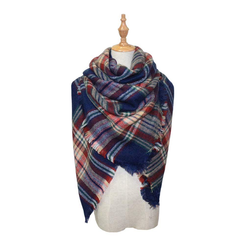 BUDERMMY Damen Schal XXL Oversized Kariert Winterschal übergroßer Quadratisch Deckenschal Streifen Plaid Muster Poncho 140 * 140CM (A01)