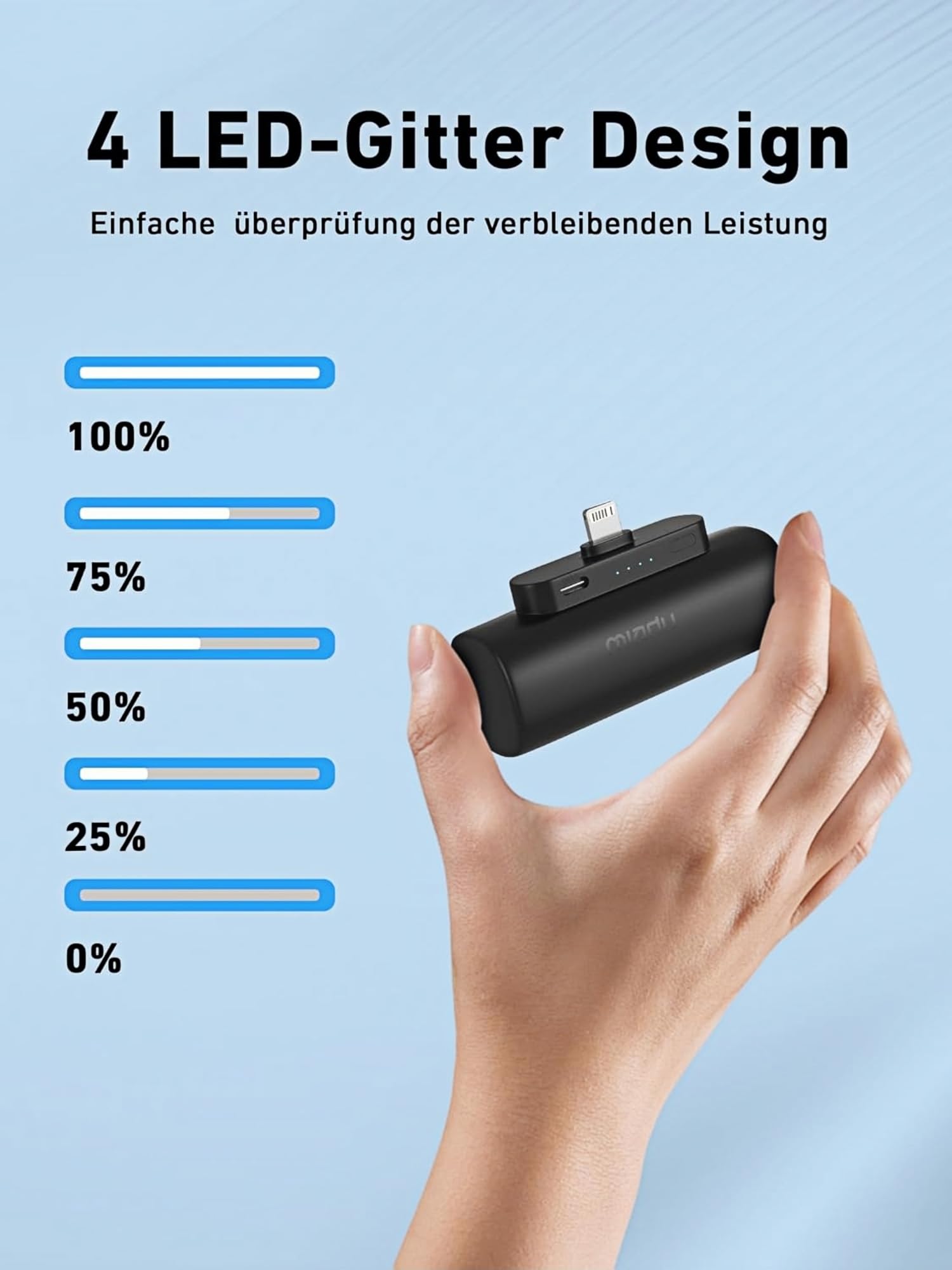 Miady 5000mAh Mini Powerbank für iPhone, klein Aber stark Externe Handyakku 7
