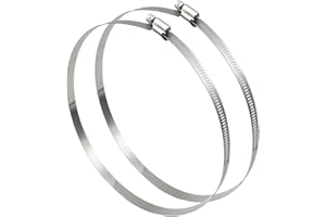 EesTeck 2Pcs 10" (Diameter) Adjustable 304 Stainless Steel Duct Clamps Hose Clamp Pipe Clamp Air Ducting Clamp Worm Drive Hos