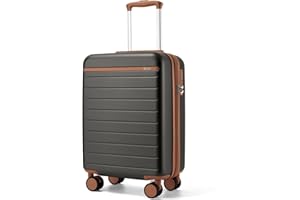 Kono Carry-On Suitcase with Expandable Layer, Lightweight ABS+PC Hardshell Luggage with 360° Silent Wheels, Grey, Carry-On 20