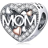 VOROCO 925 Sterling Silver Love Heart Charm for Charm Bracelet, Christmas Mother's Day Birthday Perfect Jewelry Gifts for Mom Grandma Daughter Friend Sister
