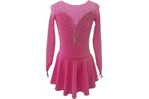 LIUHUO Ice Figure Skating Dress Girls' Elegant Handmade Crystal Long Sleeves Competition Womens