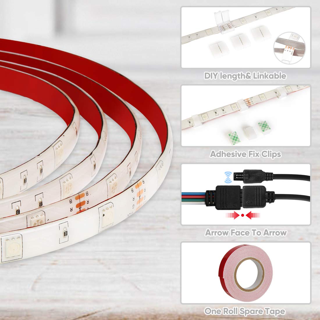LED Strip Light,Smart WiFi Strip Light,Alexa LED Strip,DIY 5M IP67 Waterproof Dimmable Light Strip,5050 RGB Light,Sync with Music,Remote & Smart Life APP Control,DIY Home TV Party Christmas Decoration