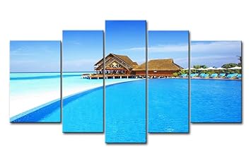 Amazon De Blau 5 Stuck Wand Kunst Gemalde Malediven Haus Blue
