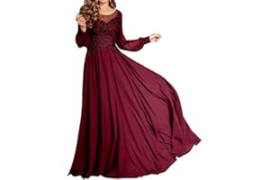 Absyore Long Sleeve Mother of Bride Dresses for Women Chiffon Lace Applique Mother of The Groom Dress for Wedding ZXLM003
