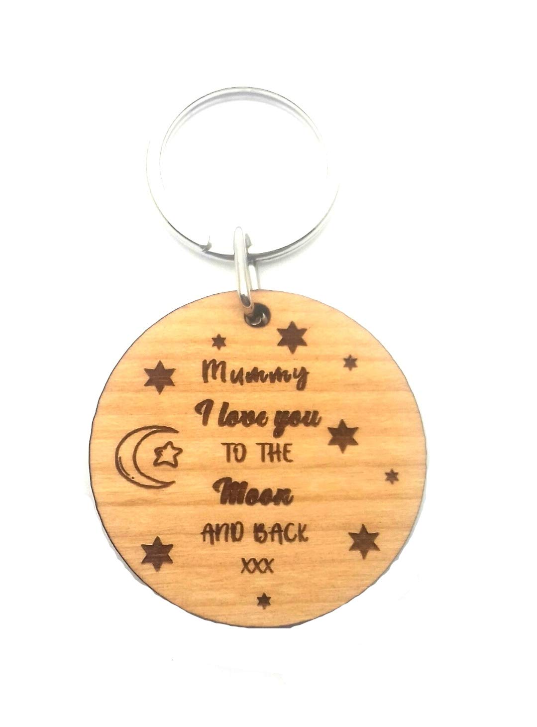 Chris Bag Of Goodies Wooden Keyring Key Ring Mummy I Love You to The Moon and Back
