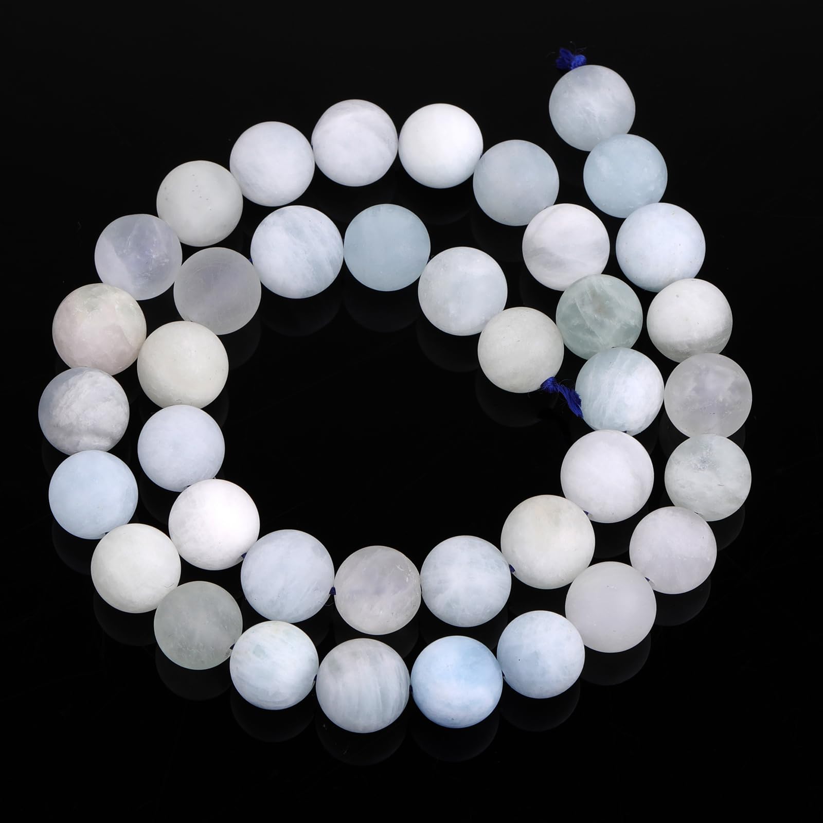 Natural Matte Frosted 10mm Blue Aquamarine Semi Precious Gemstone Round Beads for Jewellery Making DIY Handmade Craft Supplies 15"