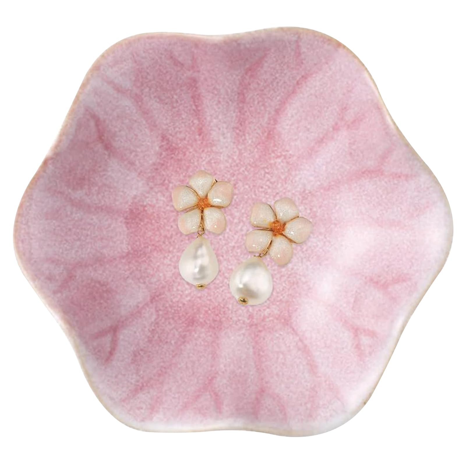 CavspkArt Ceramic Jewelry Dish, Decorative trinket Tray, Small Ring dish, Trinket Key tray, Jewelry Plate, Key Bowl, Ceramic trinket dish Gift for Women and Girls (Pink)