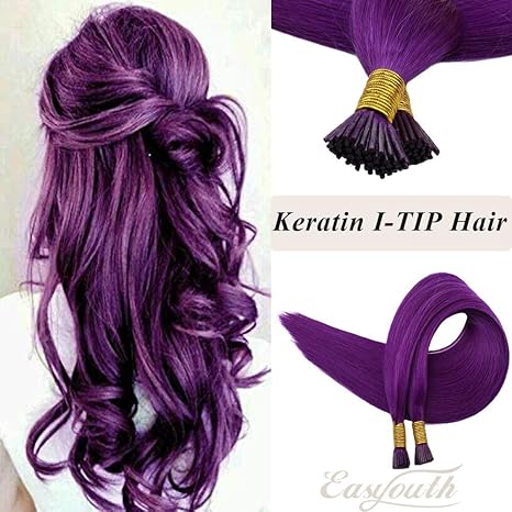 Amazon Com Easyouth I Tip Purple Remy Human Hair Extensions 20