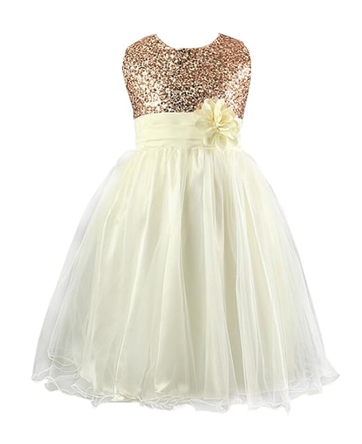 SMITHROAD Kinder Mädchen Prinzessin Kleid Festlich Hochzeit Weihnachten Tüll mit Pailletten und Gürtel Ärmellos