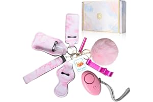 EIOUMAX Safety Keychain Set for women,Emergency Whistle,Pompom Keychain, for Men and Women