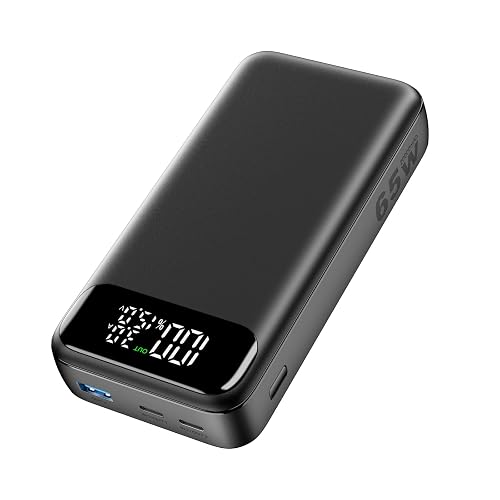 BRENCIL Power Bank, 20000 mAh Portable Charger, 65W Fast Charging Laptop Battery Bank, PD3.0 QC4.0 External Battery Pack with USB C Output/Input Digital Display for iPhone 16/15/14 Galaxy Tablet