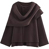 Kissonic Women's Oversized Scarf Jacket Shawl Wraps Knit Long Sleeve Button Winter Peacoat