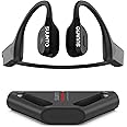 SUUNTO Wing Open-Ear Bone Conduction Headphone, Bluetooth Sports Earphone with Head Movement Control, Built-in Dual-Mic, IP67 Waterproof, Safety LED Lights, Up to 30H Playtime w/Charging Stand, Black