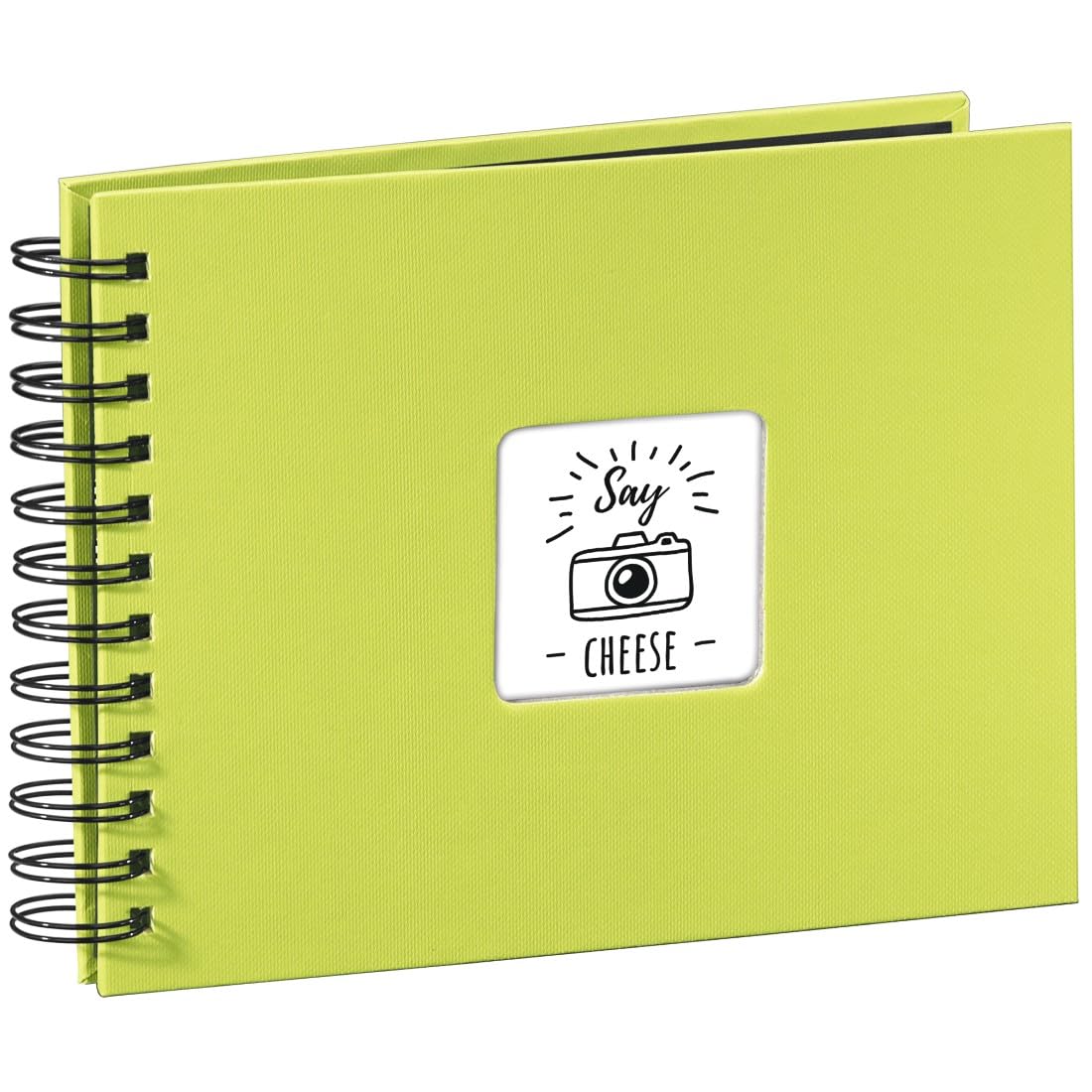 Hama Fine Art photo album, 50 black pages (25 sheets), spiral bound album, with cut-out window, kiwi green, 24 x 17 cm