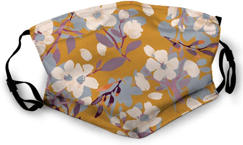Face Cover Anti Pollution Dust Mouth with Floral Pattern Bright Colors Painting on a