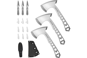 VEVOR Throwing Axes and Tomahawks, 3 Pack Hatchet Axes and 3 Pack Knives Throwing Products Set, Handle with Wrench and Bottle