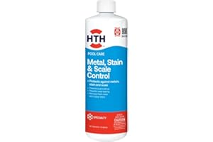 HTH 67218 Swimming Pool Care Metal, Stain & Scale Control - Prevents Metal Staining and Scale Build Up, Removes Fresh Metal & Copper Stains, Compatible with All Swimming Pools, 32oz