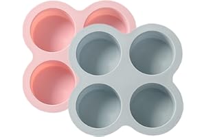 Silicone Egg Bite Molds 2Pcs 4 Cavity Non-Stick Reusable Silicone Muffin Tray Heat-Resistant Air Fryer Egg Molds DIY Cupcake 