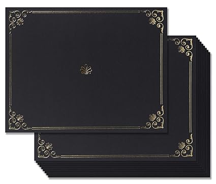 Certificate Holder 25 Black Paper Certificate Holders For Marriage Wedding And Birth Certificate Cover With Gold Foil Embossed Borders