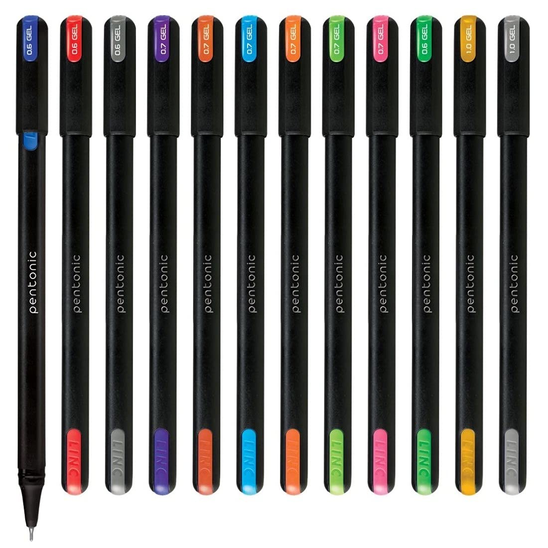 Pentonic Multicolor Gel Pen With Hard Box Case (0.6 mm 1.0 mm, 12 Pcs Set), Pack Of 1
