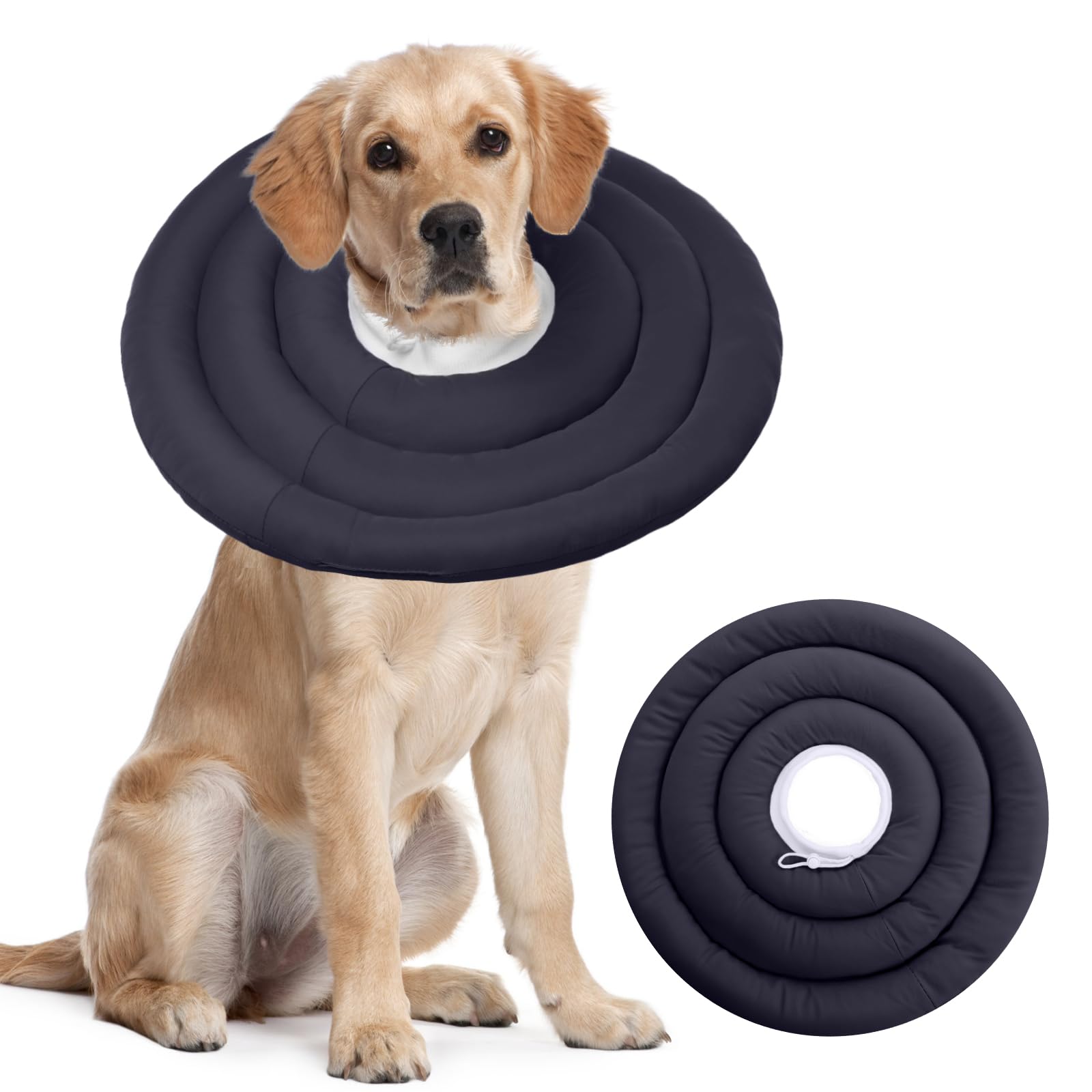 Photo 1 of IDOMIK Dog Recovery Collar, Waterproof Soft Dog Cone After Surgery, Comfy Protective Elizabethan Collar Alternative for Dogs Cats, Adjustable Pet Neck Donut Cone Anti-Licking Biting Wounds,Grey,XL