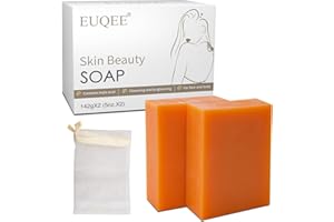 EUQEE Glutathione Kojic Acid Soap, Glutathione Soap Bars For Skin Face with a Foaming Net (2x142g)