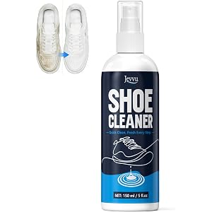 Jevvu Shoe Cleaner, Sneaker Cleaner for White Shoes, Leather, Rubber, Mesh & Knit – Easy-to-Use Spray for Everyday Dirt and M