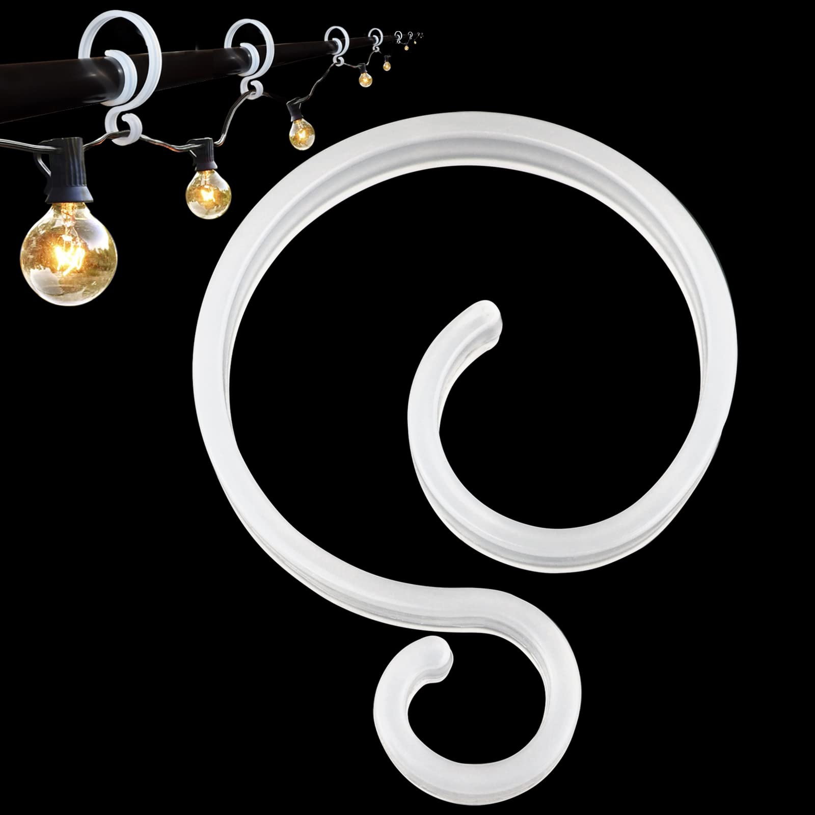 Photo 1 of Banister Clips for Garland Christmas Light Clips Banister Stocking Hangers Garland Hooks for Railing Fence Deck Lights Christmas Decorations, Translucent White (16 Pack)