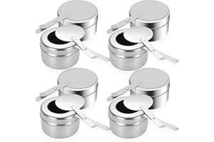 Cheardia 8 Pack Chafing Fuel Holder, Stainless Steel Chafe Wick Fuel Holder with Safety Cover Canned Heat Box Holder for Chaf
