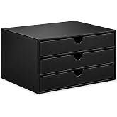 UnionBasic Document Organizer, 3-Drawer File Cabinet Document Storage Box, Office Desktop Filing Organizer, Black