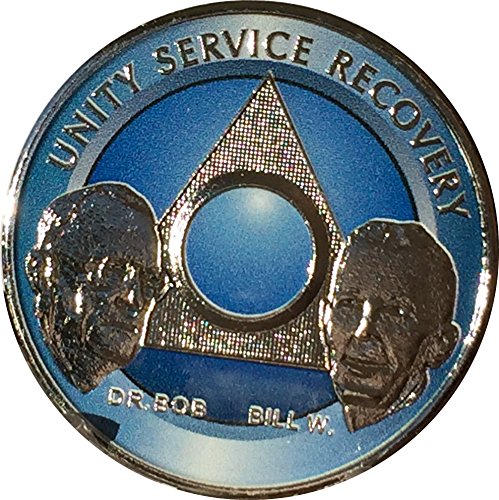 Ocean Breeze Blue & Nickel Plated Any Year 1-65 Custom Founders AA Medallion Chip