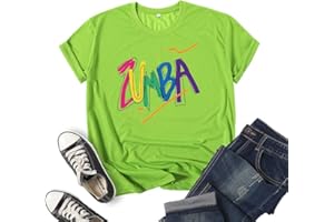 QVQNS Zumba T-Shirt Letter Short Sleeve Zumba Dance Printing Round Neck Casual Shirt Fashion Hip-hop Loose Shirt