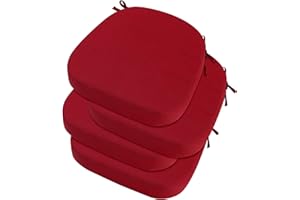 idee-home Outdoor Chair Cushions Set of 4, Waterproof Patio Furniture Cushions with Ties, Thick Outdoor Cushion Seat Cushion Dining Chair Cushions 17" x 16" x 3" Indoor Chair Pads Red