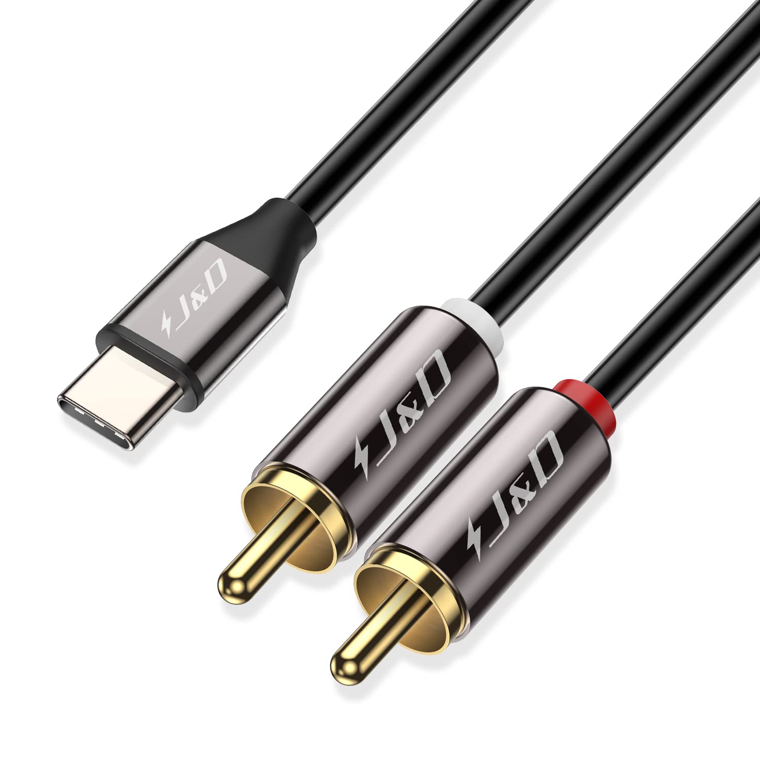 J&D USB C to RCA Audio Cable, USB Type-C Male to 2 RCA Male Stereo Audio Converter Y Splitter Cable for Tablet Laptop, Compatible with Pixel 10/9/8, Compatible with iPhone 16/17 Series, 1 Meter