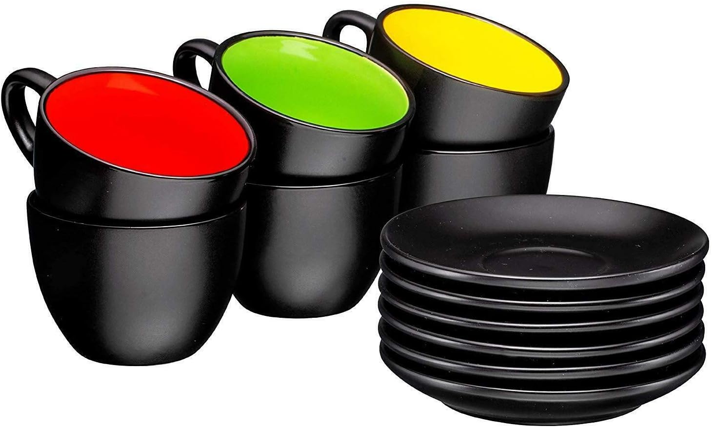 Matte BlackEspresso Cups and Saucers Set of 6 Serveware