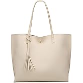 Dreubea Women's Soft Faux Leather Tote Shoulder Bag from, Big Capacity Tassel Handbag