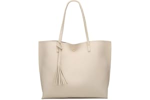 Dreubea Women's Soft Faux Leather Tote Shoulder Bag from, Big Capacity Tassel Handbag