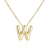 WJR Bubble Letter Necklace Dainty Balloon Initial Necklaces Gold Plated Alphabet Pendant Necklace Name Personalized Jewelry Gift For Women
