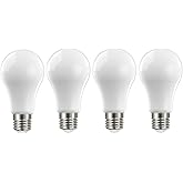 Satco S12441 A19 LED 4-Bulb Value Pack, 100W Replacement, 3000K, White
