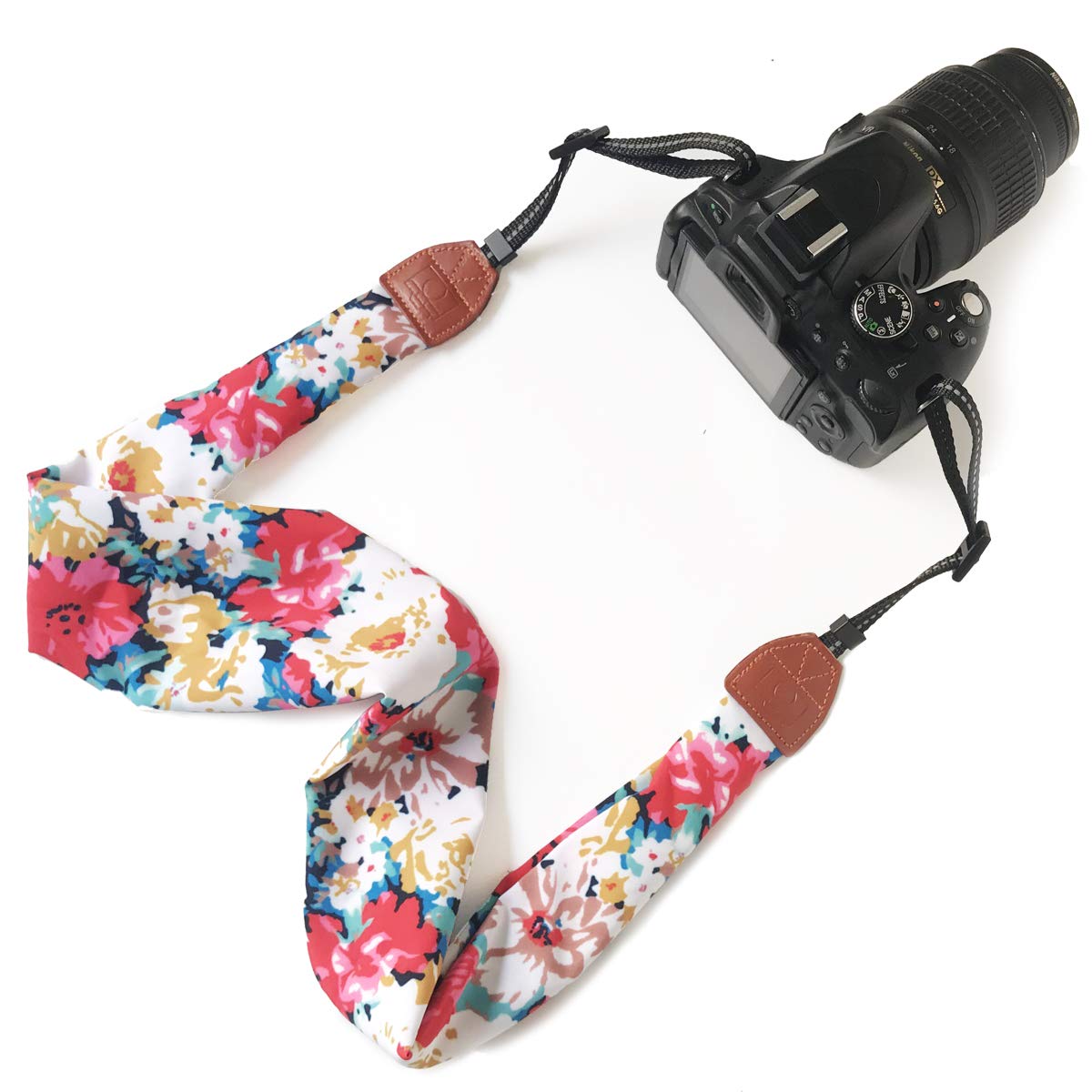 Bestele Camera Strap Scarf Soft Camera Neck Should Strap, Vintage Print Camera Straps for Women Men for DSLR/SLR/Nikon/Canon/Sony/Lumix/Fujifilm/Rico/Samsung/Pentax/Olympus etc.（Red Scarf）