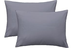 iMaylex Soft 100% Egyptian Cotton Zipper Pillow Case, Cozy and Lightweight Pillowcase, Set of 2, Dark Grey, Queen, 20" x 30"