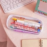 CHEERYMAGIC Clear Pencil Case Clear Exam Pencil Pouch PVC Zippered White view 2
