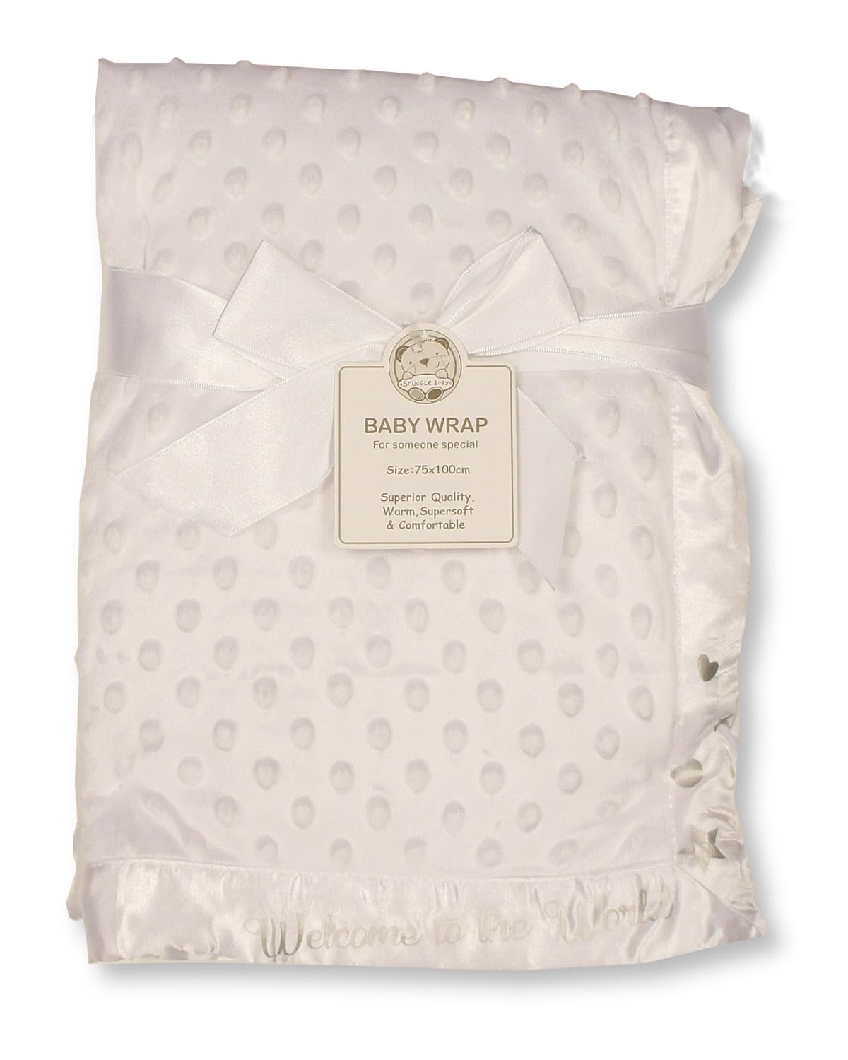 Baby Velour Bubble Wrap Blanket with Satin Trim - Welcome to the World