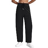 Auriviz Womens Barrel Sweatpants Drawstring High Waisted Wide Leg Pants Baggy Casual Workout Sweat Pants Pockets 28‘’ Inseam