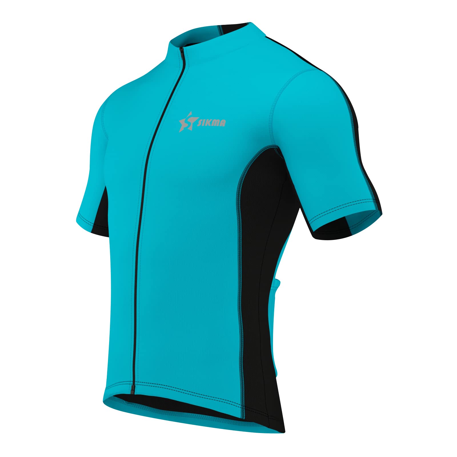 Sikma Mens Cycling Jersey Short Sleeves Polyester Bicycle Bike Top Shirt (Sky Blue, Large)