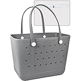 Uwyriwooq Beach Tote Bag for Women, Rubber Beach Bag Waterproof Sandproof, Extra Large EVA Tote Bag Boat Bag
